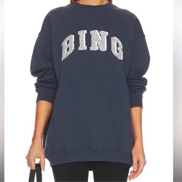 Anine Bing Navy Oversized Crewneck Sz XS A-08-5205-420 - Picture 2 of 14